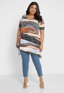 Avenue Striped Asymmetrical Hem Top -CARMAKOMA Clothing Sales 4 zoom desktop 341