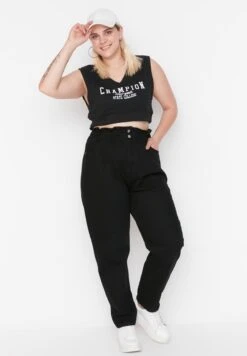 Button Detail Straight Jeans 10 Button Detail Straight Jeans -CARMAKOMA Clothing Sales 4 zoom desktop 361