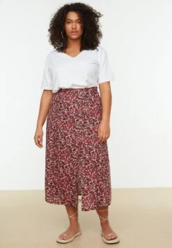 Floral Print Front Slit Skirt -CARMAKOMA Clothing Sales 4 zoom desktop 406